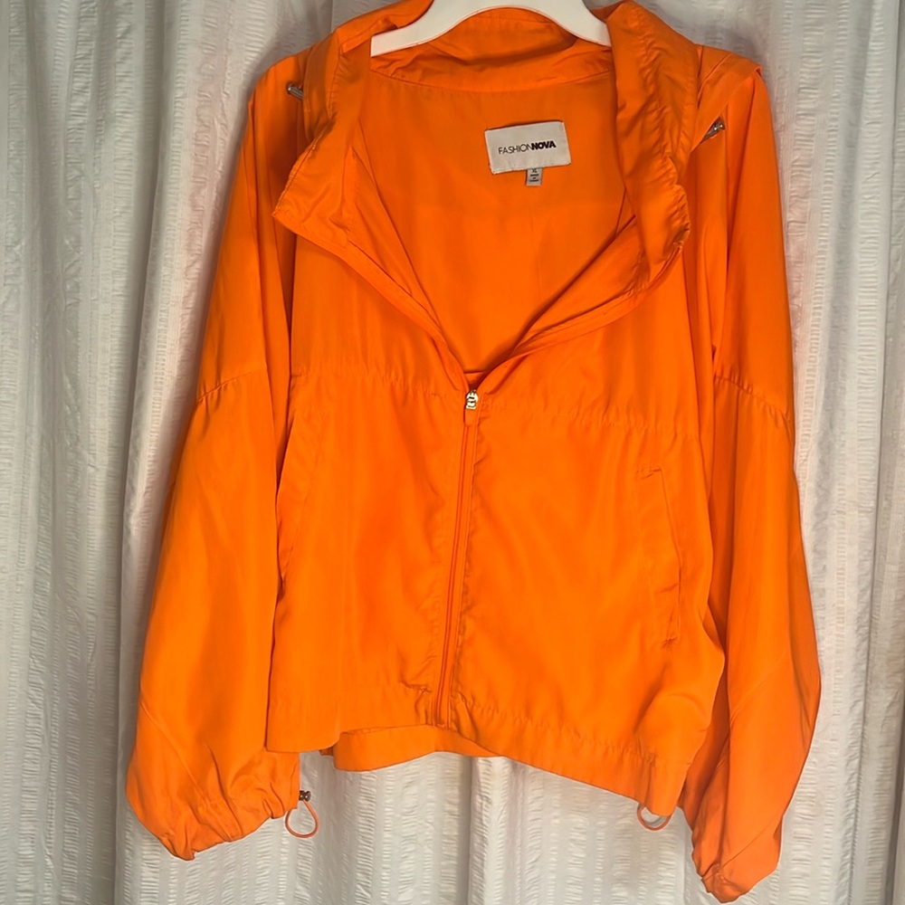 Bright orange windbreaker jacket size XL